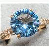 Image 1 : 10K YELLOW GOLD 2.82G BLUE TOPAZ 3CT  & DIAMOND 0.12CT  RING (~SIZE 6.75)