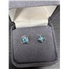 Image 2 : 14K WHITE GOLD 0.69G LAB BLUE DIAMOND 0.9CT  EARRINGS