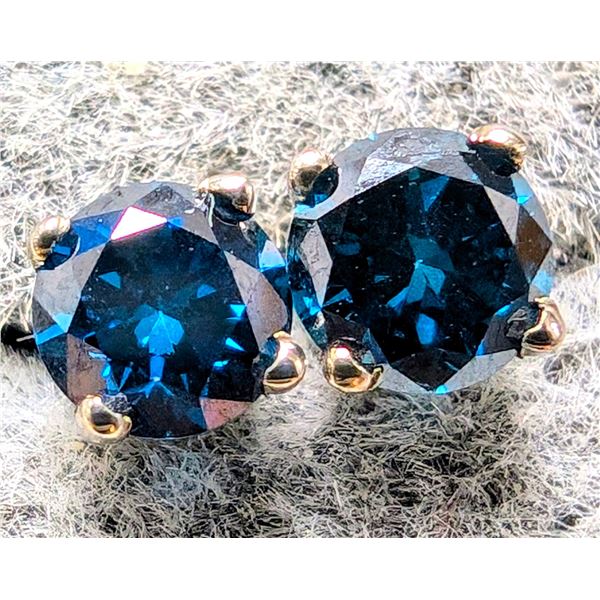 14K WHITE GOLD 0.47G LAB BLUE DIAMOND 0.42CT   EARRINGS