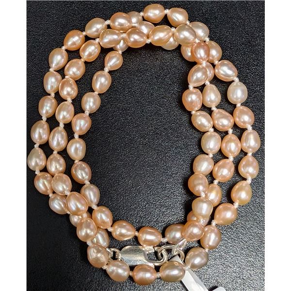 SILVER FRESH WATER PEARL 17"  NECKLACE