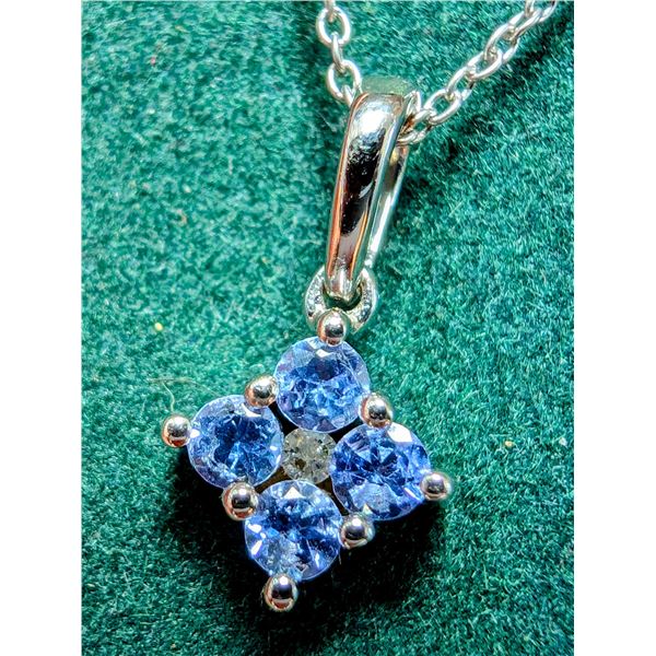 SILVER TANZANITE 0.2CT 18"  NECKLACE
