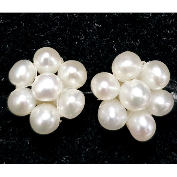 SILVER FRESH WATER PEARL  EARRINGS