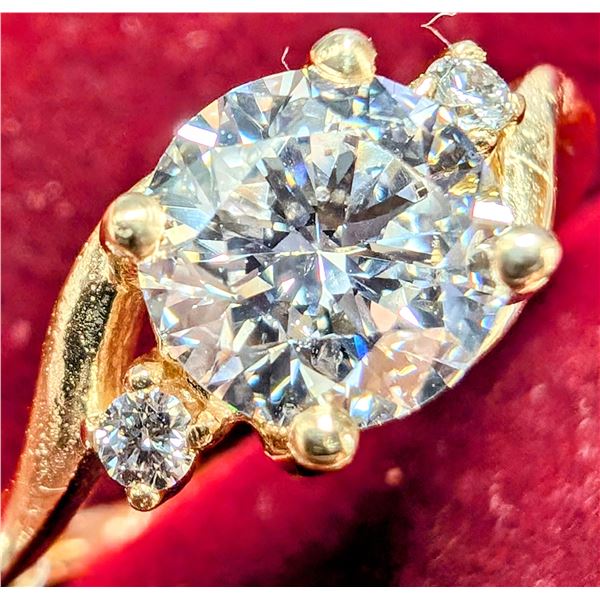 10K YELLOW GOLD 2.8G LAB DIAMOND 1.25CT+0.09CT  RING (~SIZE 6.5)