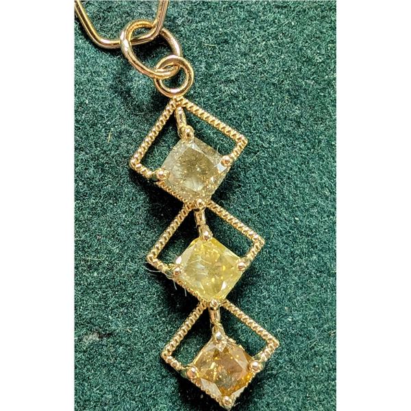 14K YELLOW GOLD NATURAL COLOR DIAMOND 0.92CT   PENDANT