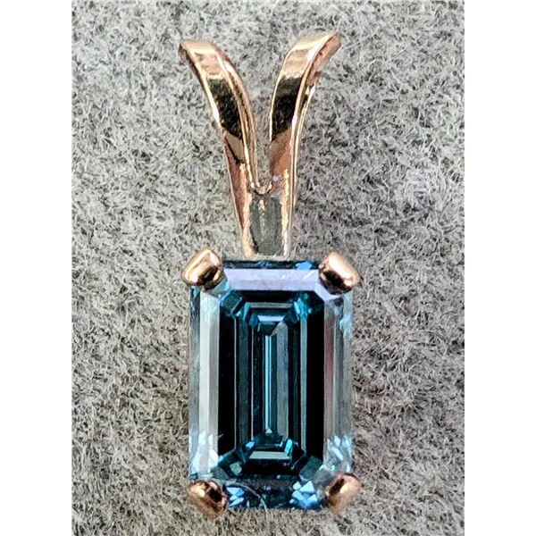 10K YELLOW GOLD LAB BLUE DIAMOND 0.65CT   PENDANT