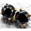 Image 1 : 14K YELLOW GOLD BLACK DIAMOND 0.64CT  EARRINGS