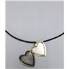Image 2 : SILVER HEART LOCKET WITH LEATHER CORD   NECKLACE