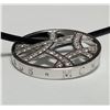 Image 2 : SILVER DIAMOND AND CZ WITH LEATHER CORD   NECKLACE