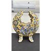 Image 1 : YELLOW BLUE ENAMEL CERAMIC VASE LARGE