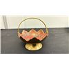 Image 2 : RED ENAMEL PEACOCK BOWL W HANDLE