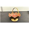 Image 3 : RED ENAMEL PEACOCK BOWL W HANDLE