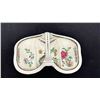 Image 2 : ANTIQUE PORCELAIN 3 COMPARTMENT HAND PAINTED BASKET TRAY
