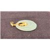 Image 2 : GOLD OPAL RUBY JADE BIRD OVAL PENDANT