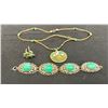Image 2 : 925 JADE RING OPAL JADE LILY PENDANT ANTIQUE BRACELET