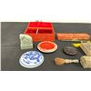Image 2 : JADE HAND MIRROR STAMP SET MINI BRUSH CINNABAR PENDANT ENAMEL LETTER OPENER