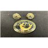 Image 2 : SIAM BRONZE MERMAID BROOCH WITH DRAGON REVERSE CARVED ANTIQUE SCREWBACK EARRING SET