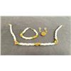 Image 1 : PEARL CORAL JADE NECKLACE EARRINGS BRACELET SET, & JADE EARRINGS AND RING