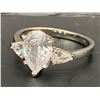 Image 8 : 925 2.0CT PEAR CUT LAB DIAMOND TRINITY RING WITH PEAR CUT SIDESTNOES, SIZE 7.5 - MOUNTED IN