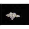 Image 1 : 925S 2.0CT HEART CUT SIMULATED DIAMOND TRINITY RING WITH PEAR CUT SIDE STONES, SIZE 7.5 -