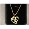 Image 1 : 14K GOLD PLATED TRIPLE HEART NECKLACE - CHAIN 20" LONG