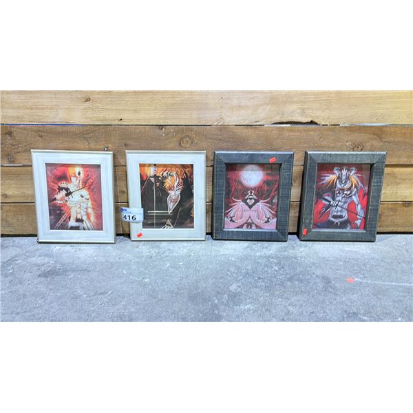 4 FRAMED "BLEACH" WALL ART