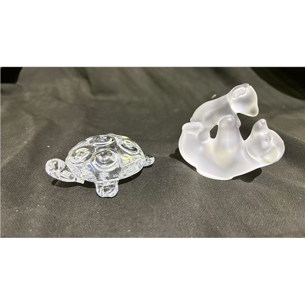 GLASS TURTLE & CRYSTAL DE SEVRES BEAR AND CUB