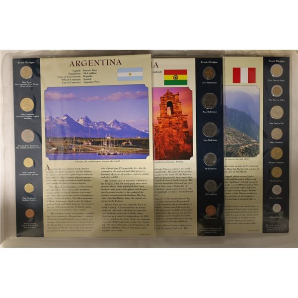 3 FORIEGN UNC COIN SETS ON LARGE INFORMATIONAL