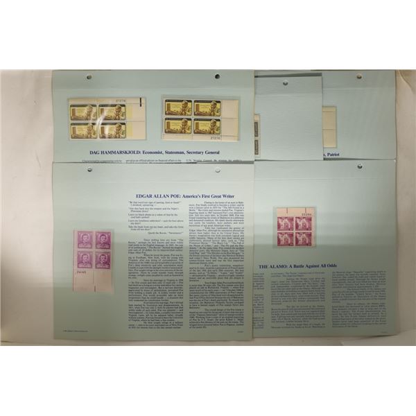 6 BLOCKS OF 4  UNCANCELLED US POSTAGE STAMPS