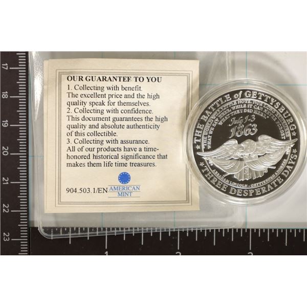 SILVER PLATES GETTYBURG 3 DESPERATE DAYS PROOF