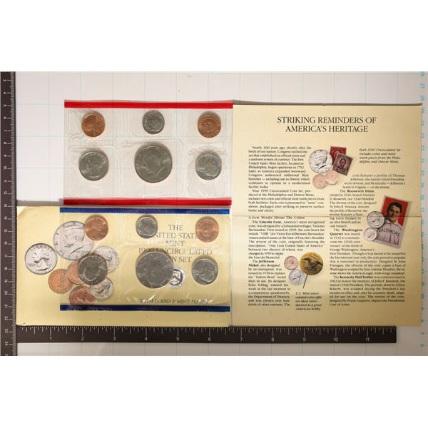 1990 US MINT SET (UNC) P/D (WITH ENVELOPE) AND