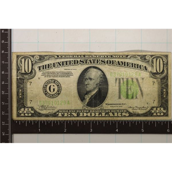 1934 US $10 FRN GREEN SEAL BILL