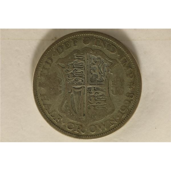 1928 GREAT BRITAIN SILVER HALF CROWN .2273 OZ. ASW