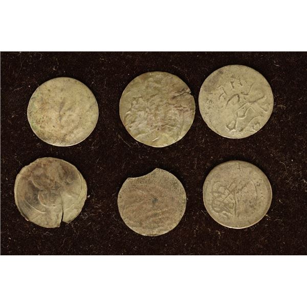 6 SILVER DIME SIZED OTTOMAN EMPIRE PARA COINS: