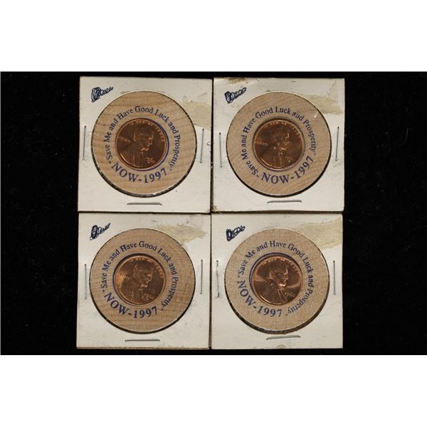 4-1960 ENCASED LINCOLN CENTS: 3-1964-D & 1-1960-P