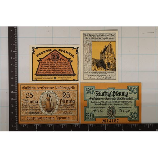 4-GERMAN NOTGELDS: 1922-10 PFENNIG, 1919-25
