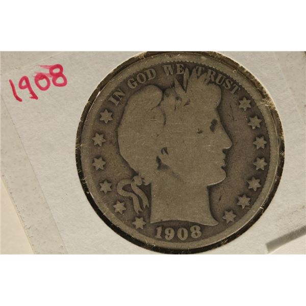 1908 SILVER BARBER HALF DOLLAR