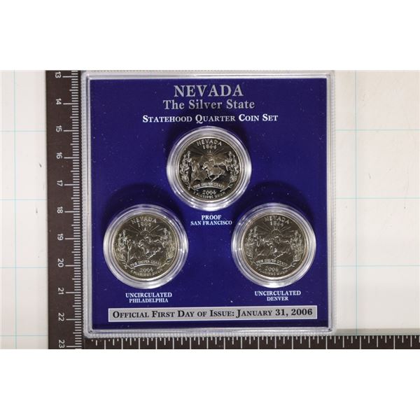 2006-P/D/S NEVADA STATE QUARTER SET. FIRST DAY