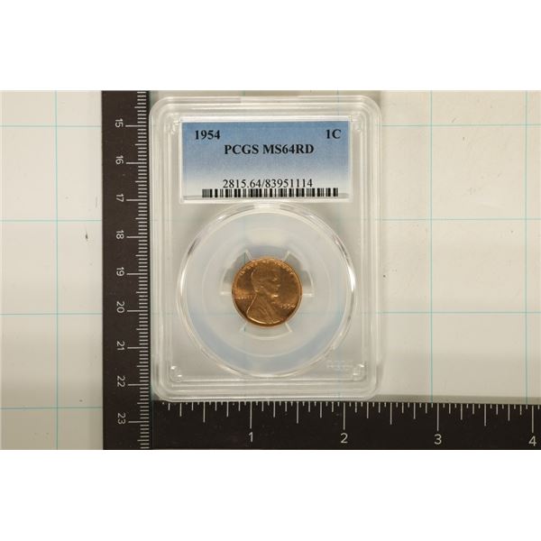 1954 LINCOLN WHEAT CENT PCGS MS64RD