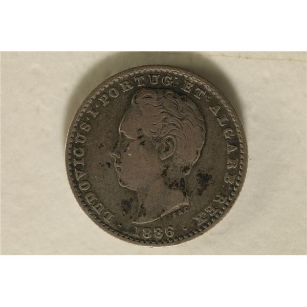 1886 PORTUGAL SILVER 100 REIS .0729 OZ. ASW