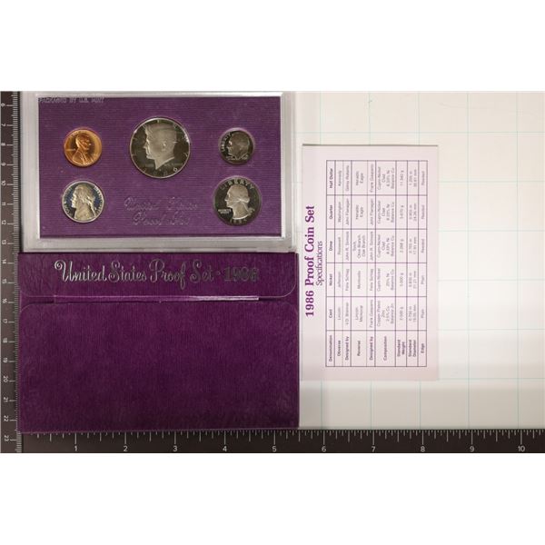 1986 US PROOF SET (WITH BOX) WITH CERTIFICATE