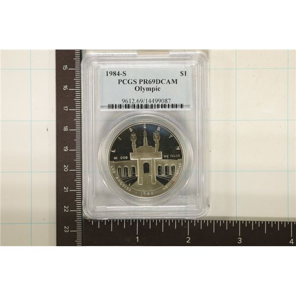 1984-S US OLYMPIC SILVER DOLLAR PCGS PR69 DCAM