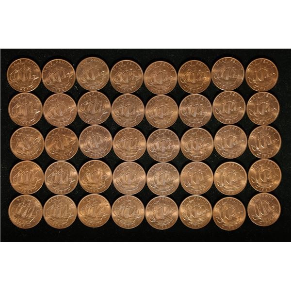 40-BRILLIANT UNC 1967 GREAT BRITAIN HALF PENNIES