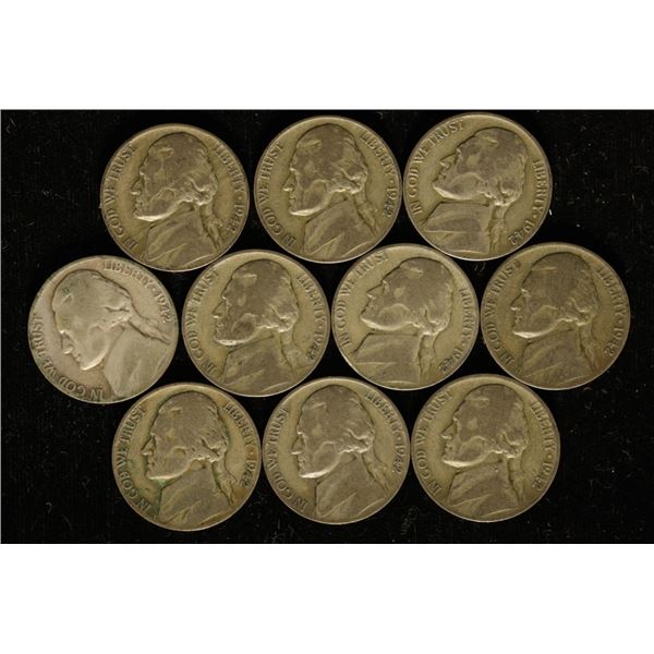 10-1942-P 35% SILVER JEFFERSON WAR NICKELS