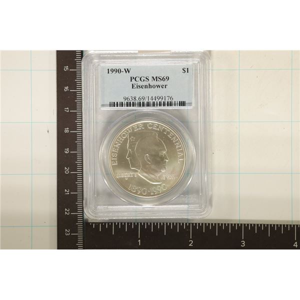 1990-W US EISENHOWER SILVER DOLLAR PCGS MS69