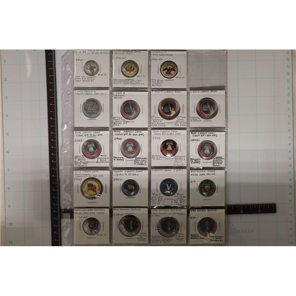 19 ASSORTED WAR BOND & LOAN PIN BACKS FROM THE