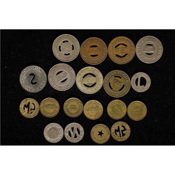 19 ASSORTED METAL TRANSPORTATION TOKENS: MIAMI