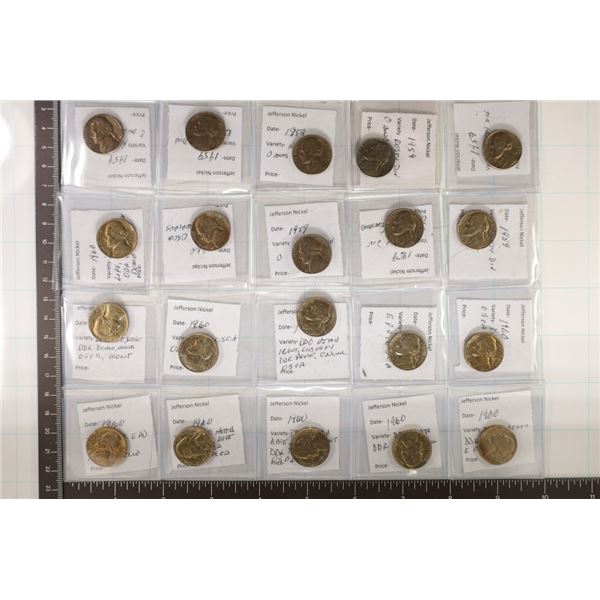 20 MINOR ERROR JEFFERSON NICKELS: SEE PICTURES