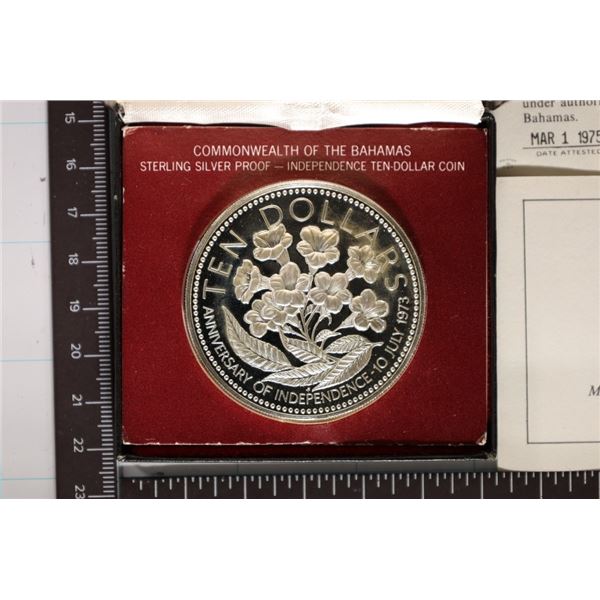 1975 BAHAMAS PROOF STERLING SILVER $10 COIN