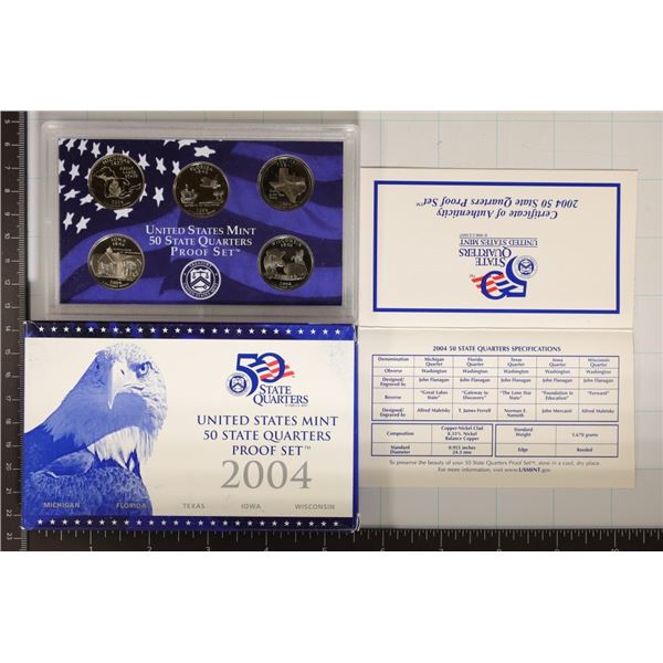 2004 US 50 STATE QUARTERS PROOF SET & CERTIFICATE