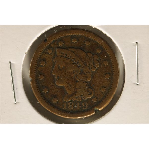 1849 US LARGE CENT WITH CHOP MARKS ON RIM